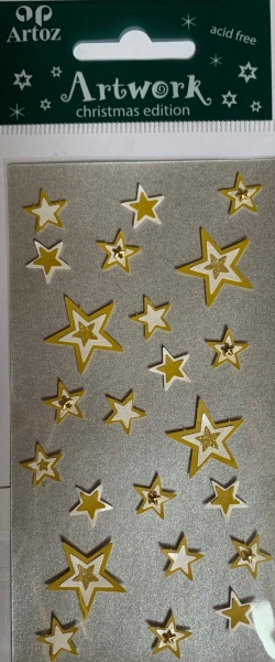 Weihnachts Aufkleber Sterne Gold - 10 Bögen Mit 420 Glitzersternen Selbstklebend